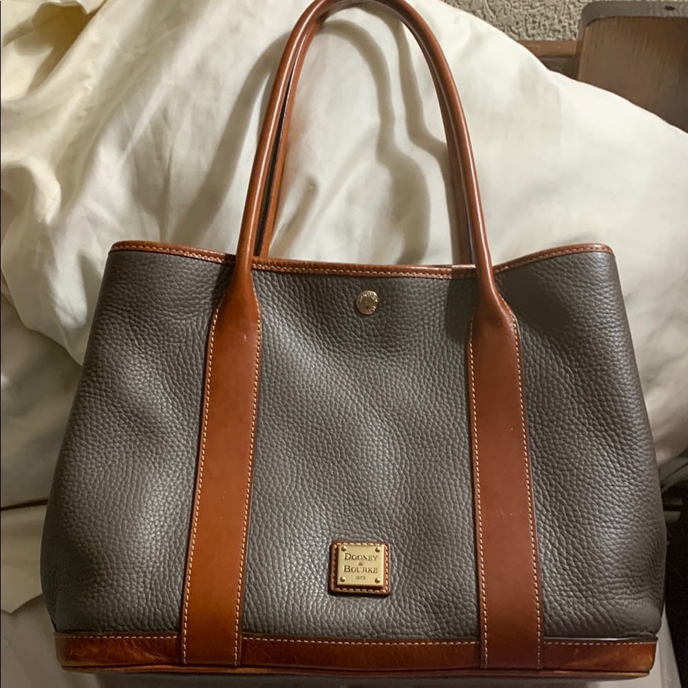Dooney & Bourke Gray and Tan Leather Tote